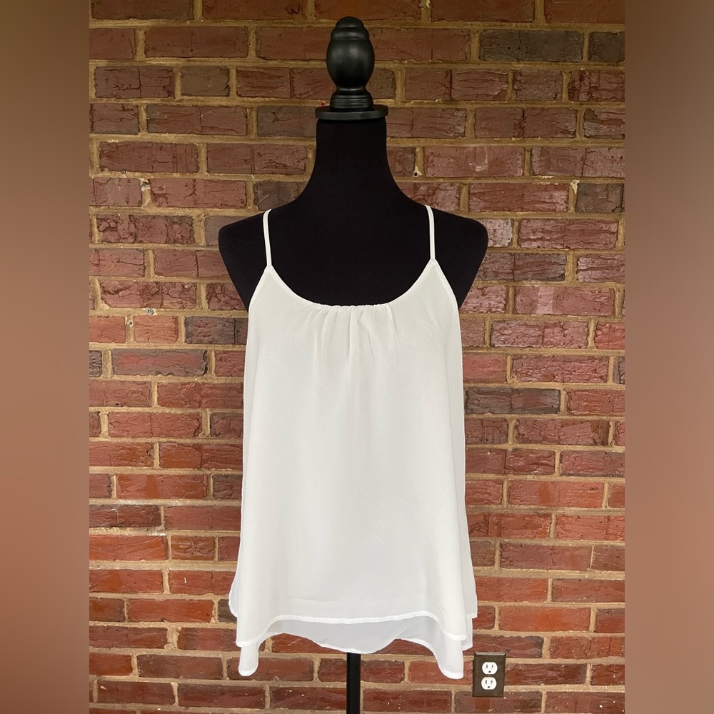 White crisp flowy summer tank